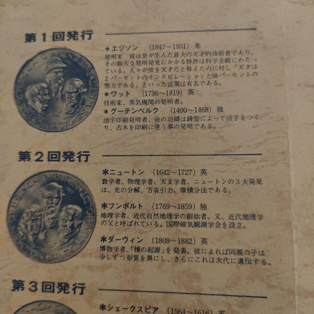 世界の偉大なる人々純銀メダル15g2個30g純度1000/1000直径32mm