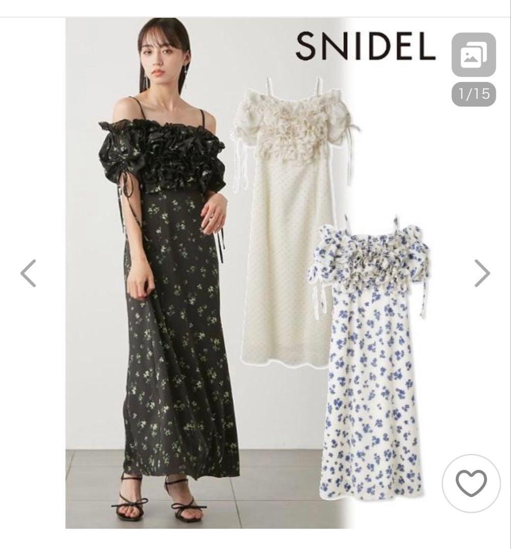 【希少１】❤︎SNIDEL スナイデルボリュームラッフルフリルプリントワンピース