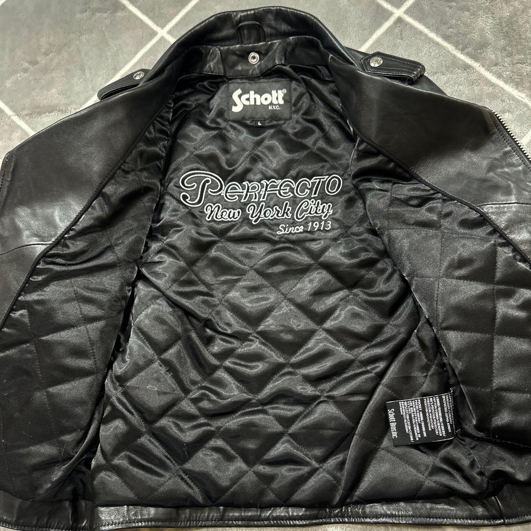 【未使用L】 SCHOTT ショット ダブルスレザージャケット 羊革 ラム