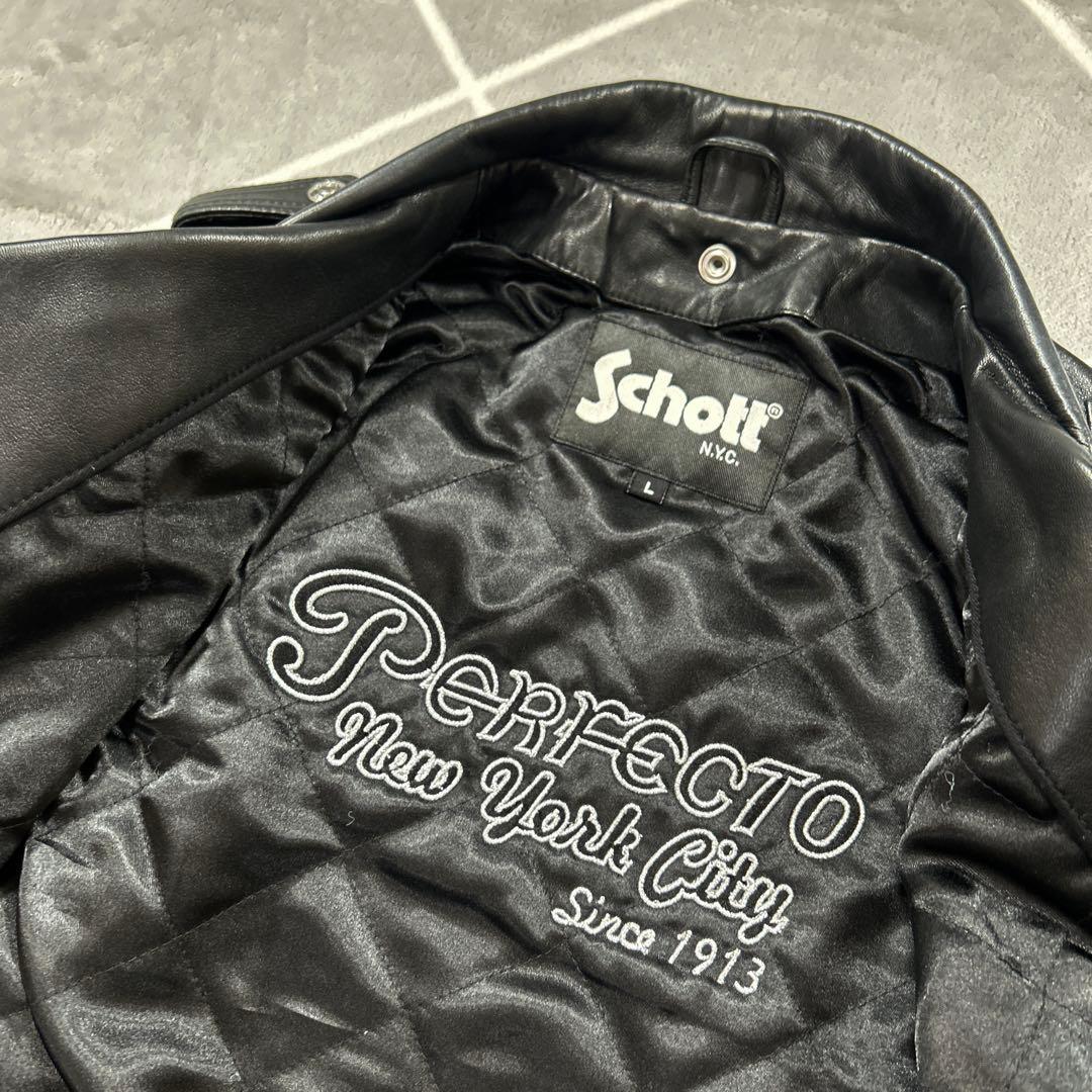 【未使用L】 SCHOTT ショット ダブルスレザージャケット 羊革 ラム