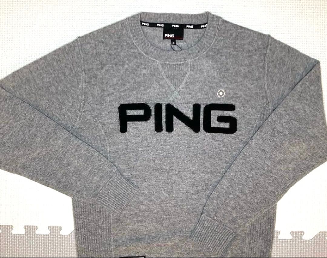 PING カシミヤ100% サイドリブ クルーネックプルオーバー（GRAY／M）