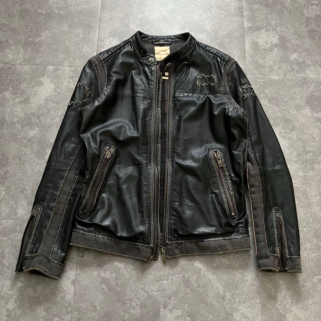 00s diesel lamb leather riders jkt Y2K短丈