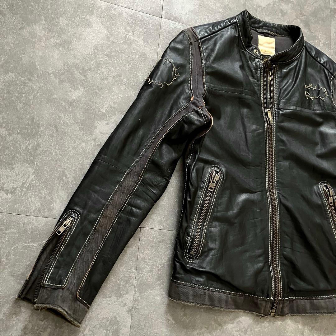 00s diesel lamb leather riders jkt Y2K短丈