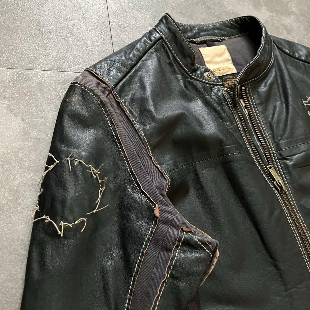00s diesel lamb leather riders jkt Y2K短丈
