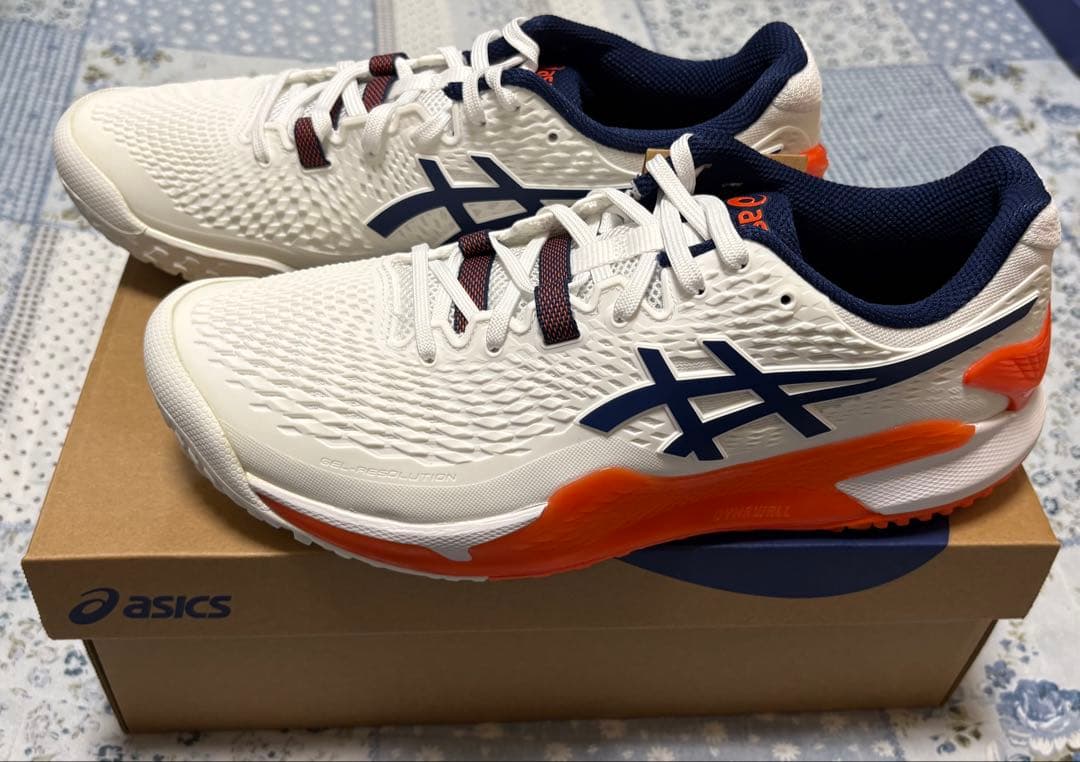ASICS テニスシューズ ホワイト/オレンジ