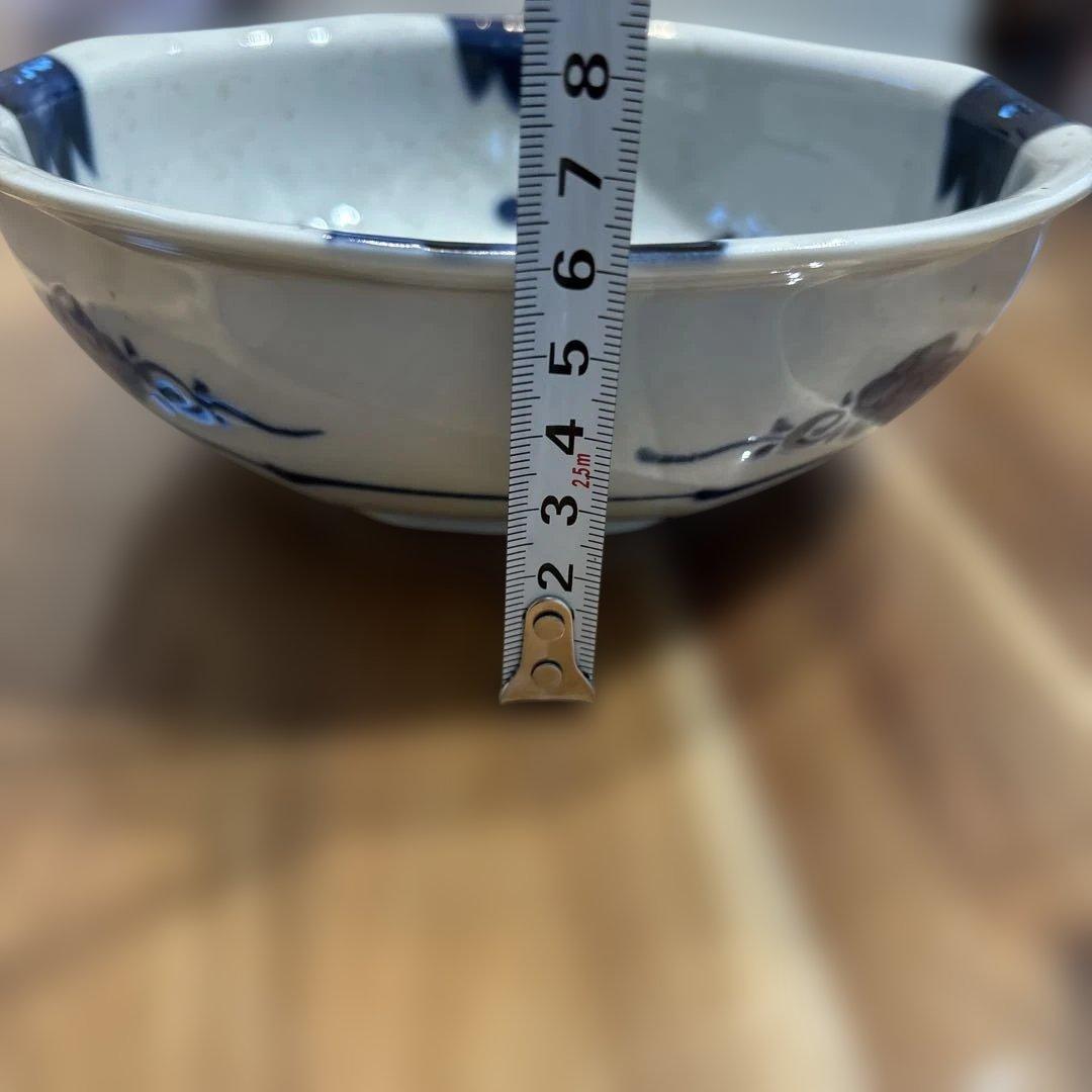 新品春峰 八角形青白食器セット 7点 陶磁器