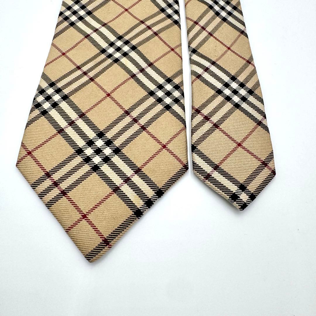 良品 BURBERRY バーバリー ネクタイ ノバチェック 人気 王道 ベージュ