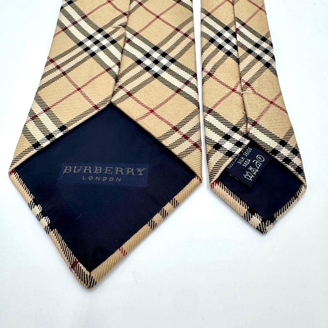 良品 BURBERRY バーバリー ネクタイ ノバチェック 人気 王道 ベージュ