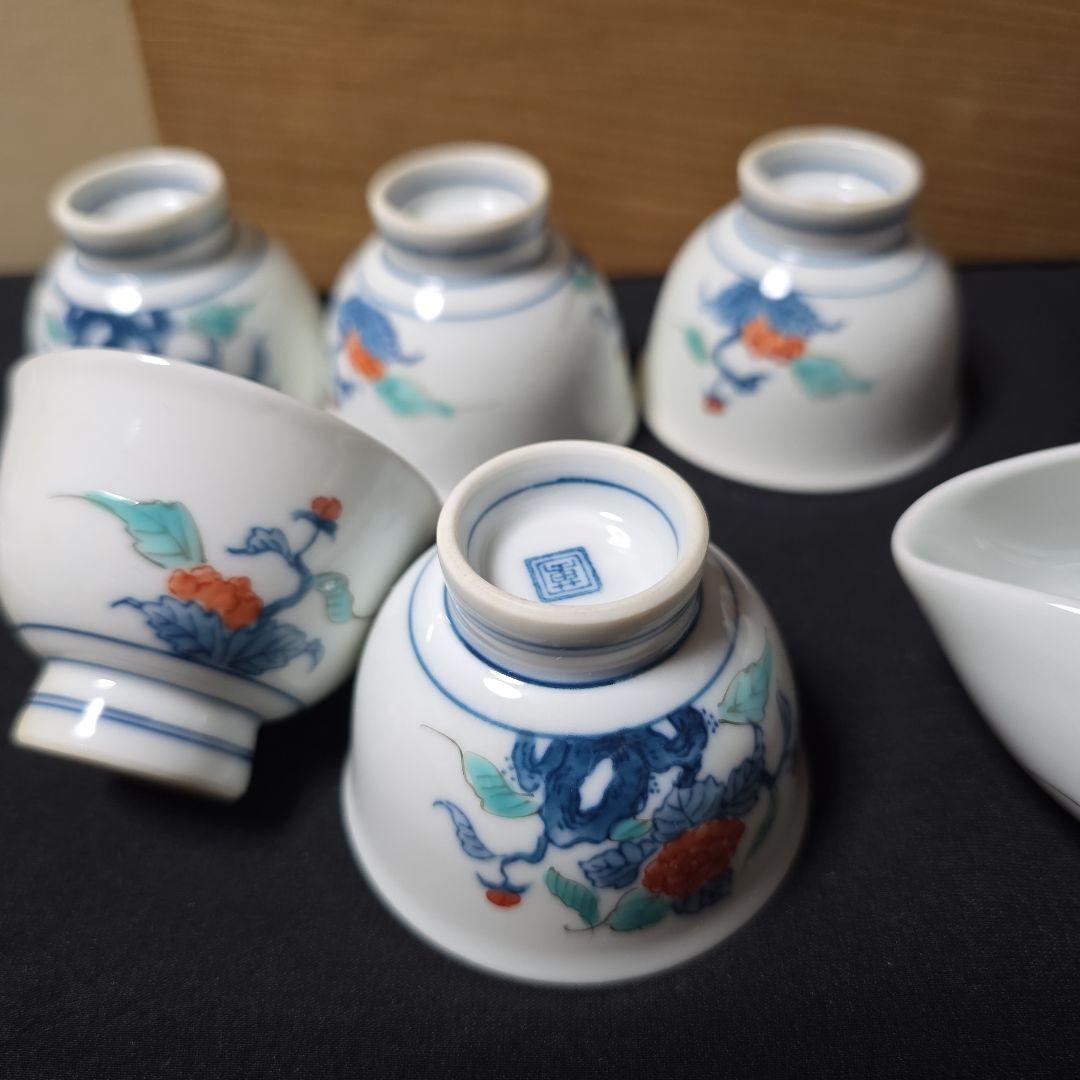 MAHO°❁ 畑萬陶苑　染錦岩牡丹絵　玉露茶器揃　煎茶器　ヴィンテージ