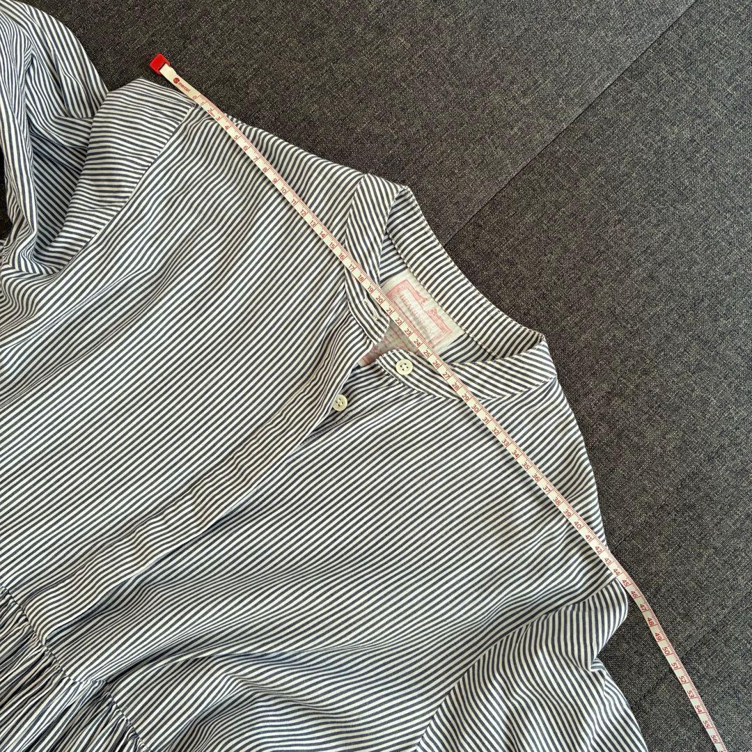 【美品】BEARDSLEY 先染めギャザーワンピース ストライプ　サイズ：0