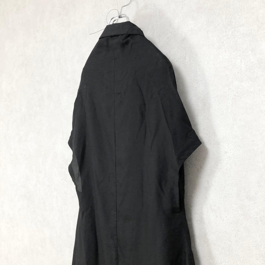 LIMI feu トレンチ風 半袖ロングワンピース 黒 ブラック