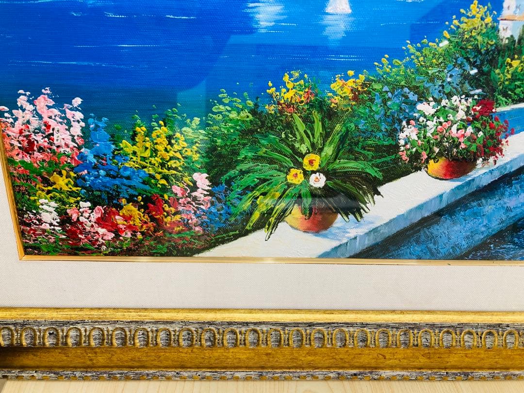 絵画 風景画 油絵 肉筆油彩画 地中海への道 王群作