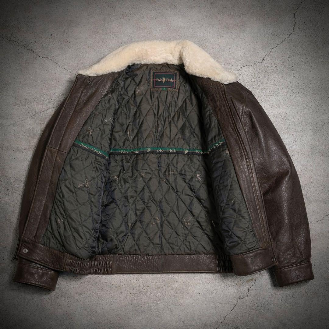 90s vintage leather jacket g1 a2 短丈 polo
