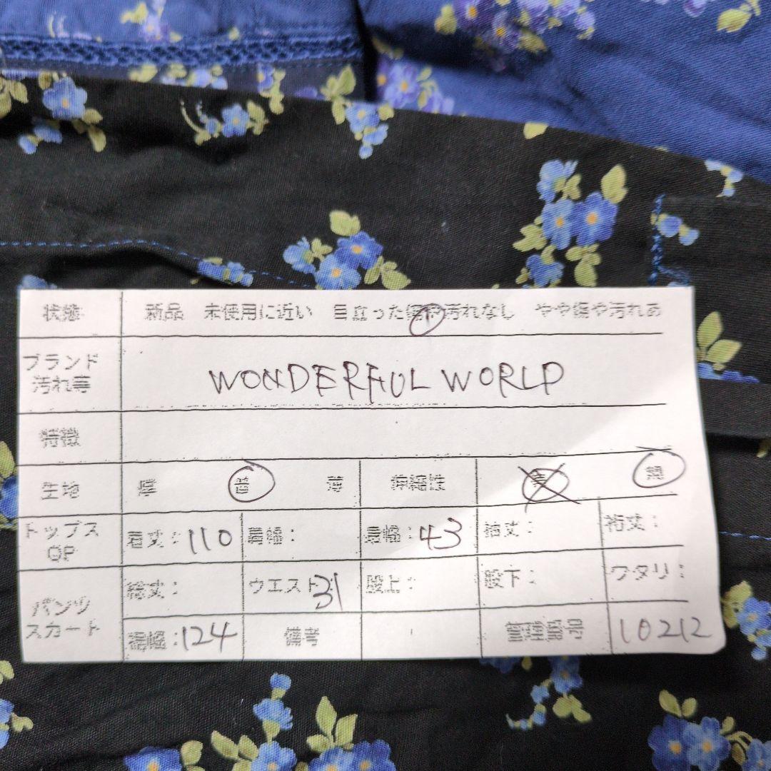 WONDERFUL WORLD ワンピース 青花柄 ティアード キャミ M　総柄