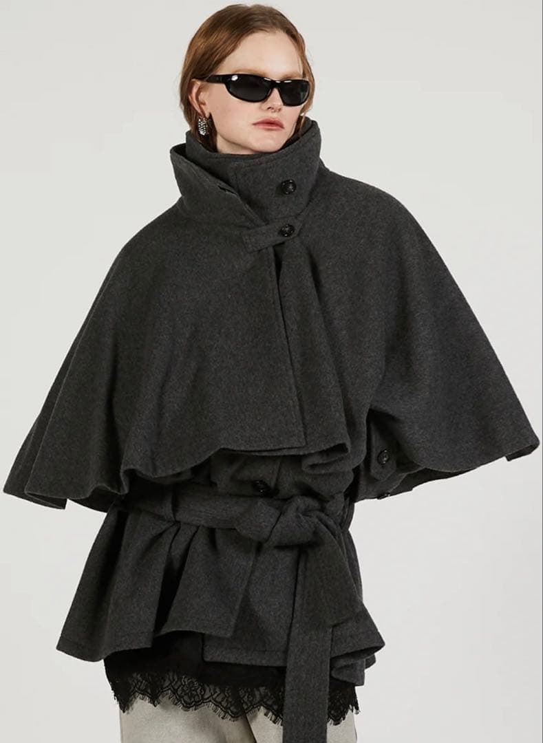 新品sold out PRANKPROJECTダークグレー ケープスタイルコート