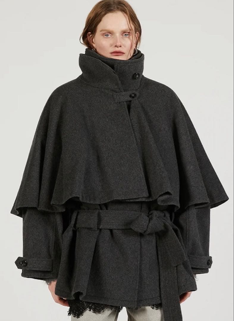 新品sold out PRANKPROJECTダークグレー ケープスタイルコート