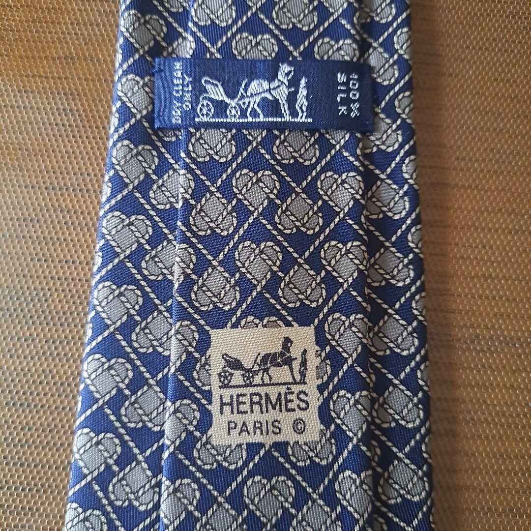 HERMÈS シルク ネクタイ ネイビー 7308EA