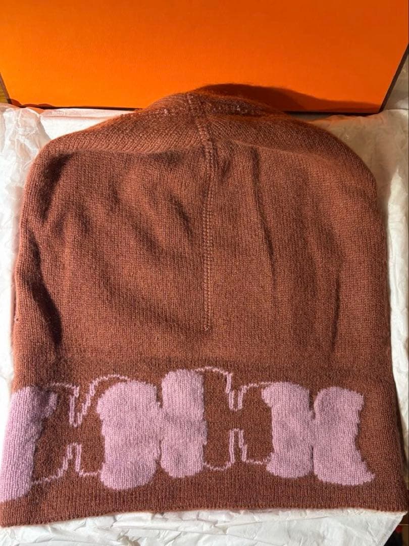 【美品】エルメスHERMES Hロゴ ニット帽 マルジェラ期 細なめらかカシミヤ