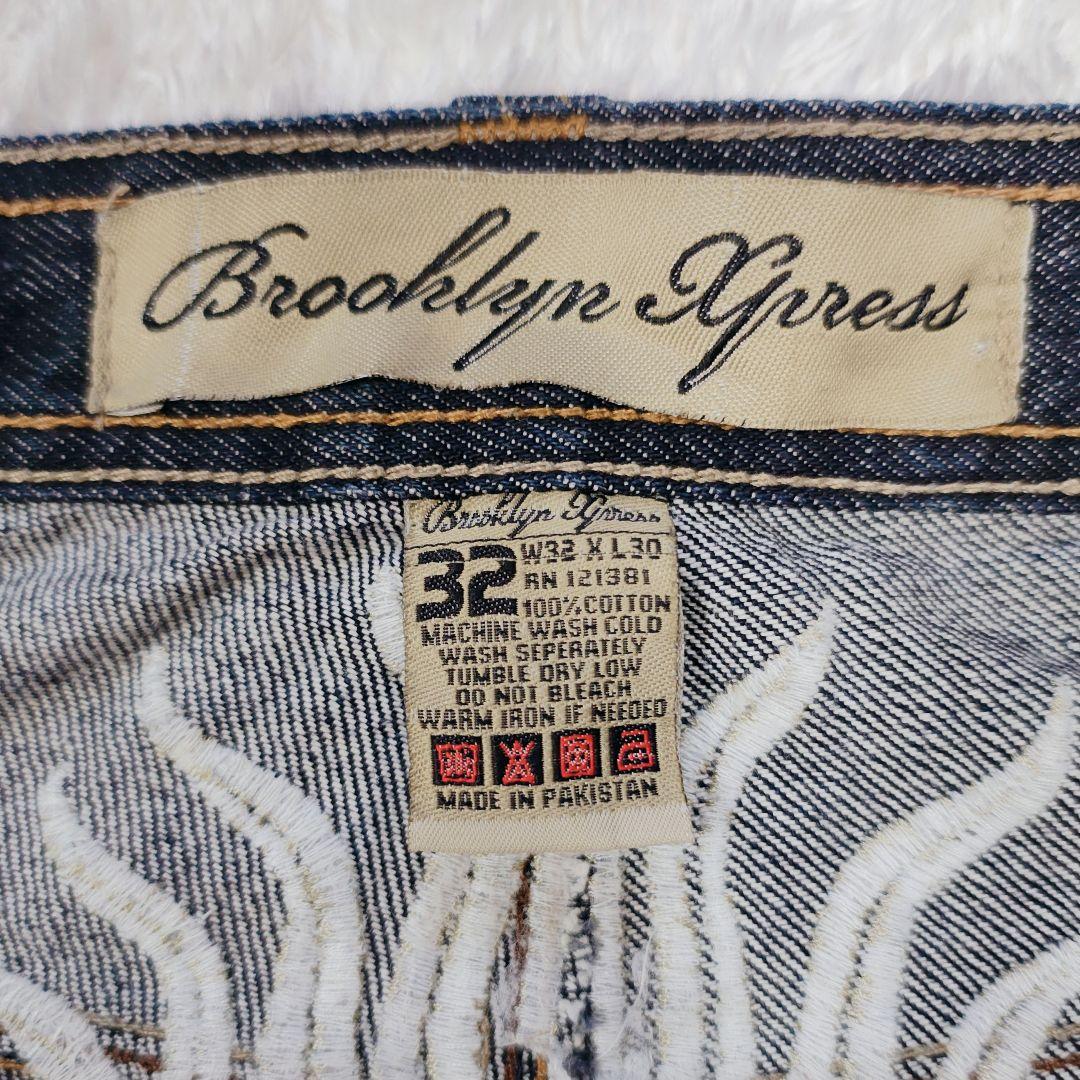 【希少】Brooklyn Xpress Y2K 刺繍 デニム 羽根 翼 W32