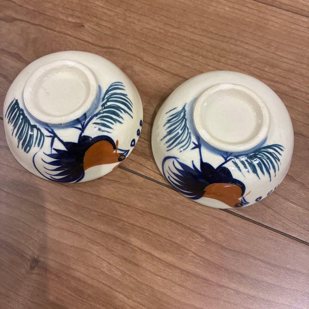 ベトナム　ソンべ焼き　どんぶり　ライテウ焼き　鶏の絵柄 陶器ボウル 4個セット