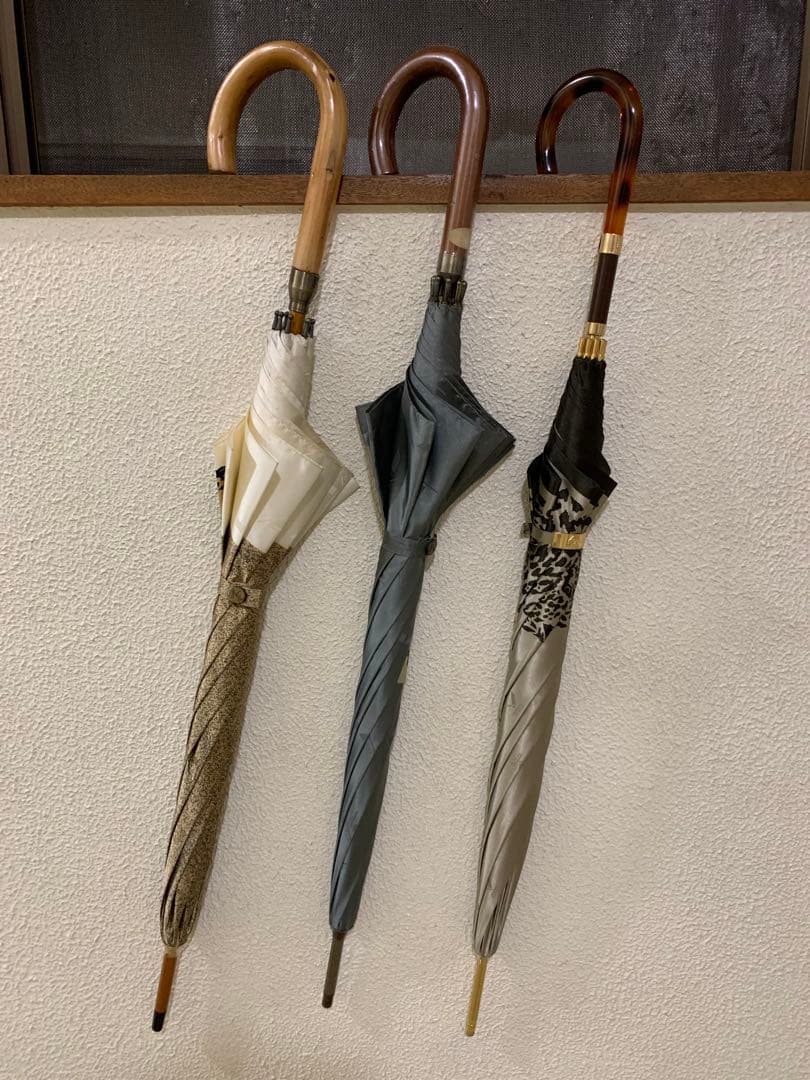 KofKRIZIAヒョウ柄シルバーブラウン雨傘大判長傘オーロラ猫科豹柄ゴールド骨