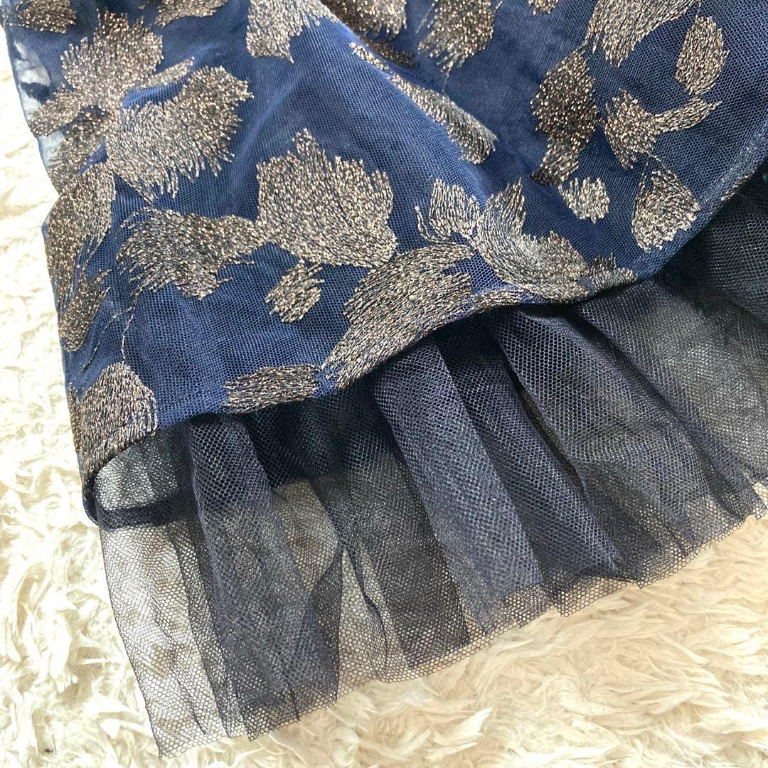 【極美品】グレースコンチネンタル ラメ刺繍チュールワンピース パーティードレス