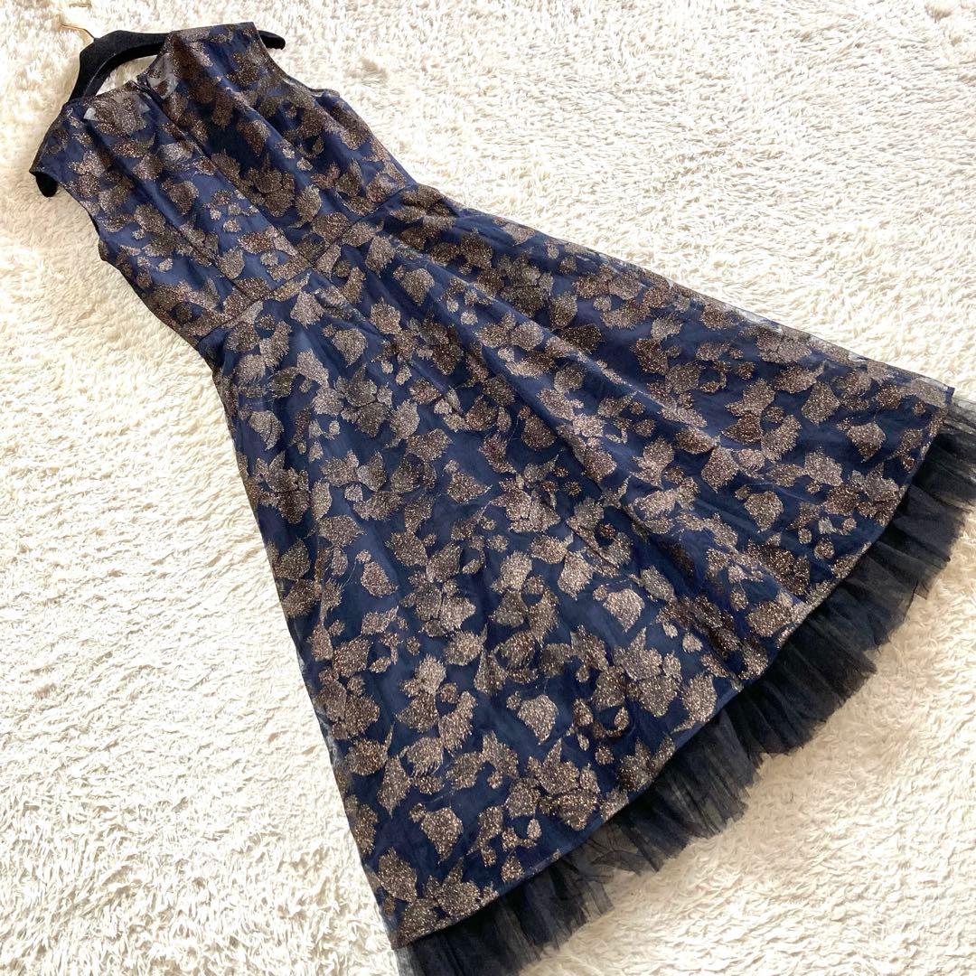 【極美品】グレースコンチネンタル ラメ刺繍チュールワンピース パーティードレス