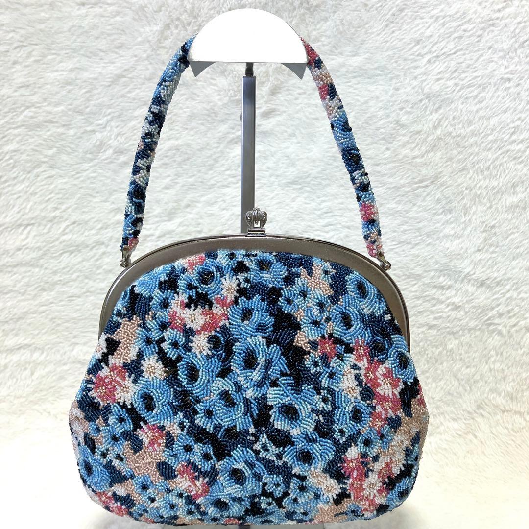【美品】豪華　ビーズバッグ　和装バッグ　洋装バッグ　総ビーズ　花柄　大正ロマン