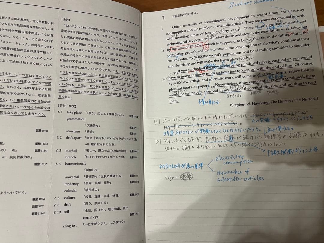 2022年鉄緑会高1英語授業プリント板書ノート発展演習鉄壁テストセット