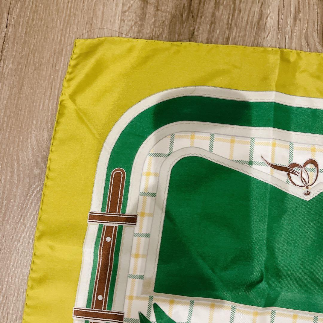 エルメス カレ90 シルクスカーフ 大判 Camails カマイユ 緑 グリーン
