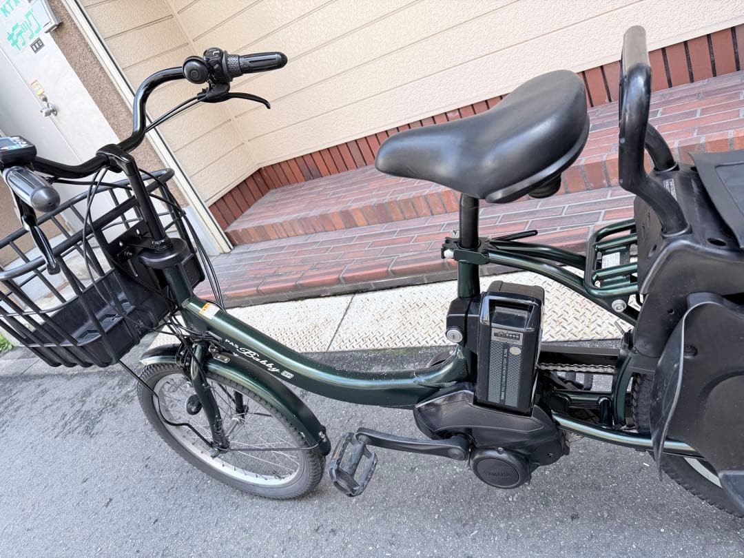 大阪府　子供乗せ　ヤマハ　電動アシスト自転車 チャイルドシート付き 緑色