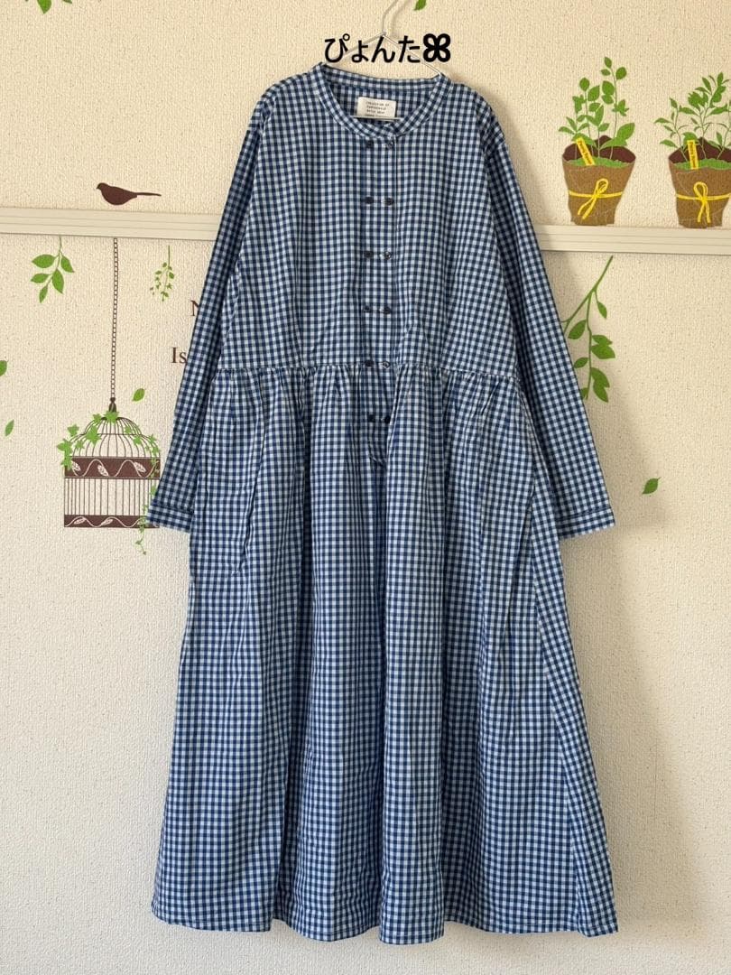 はな門　美品★初恋草ギンガムワンピース