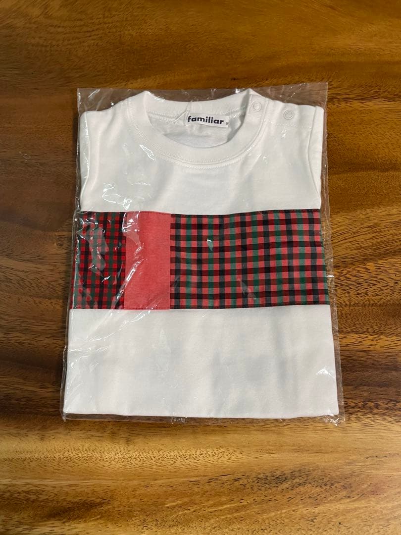 familiar チェック柄　Tシャツ 80 赤　白
