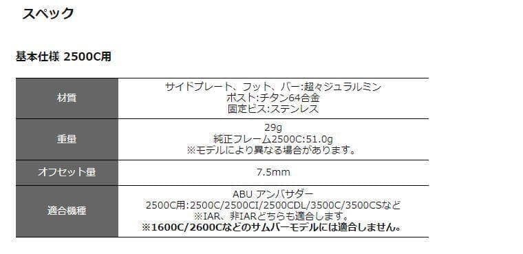アルミオフセットフレーム MF7.5-2500C クロム　Avail