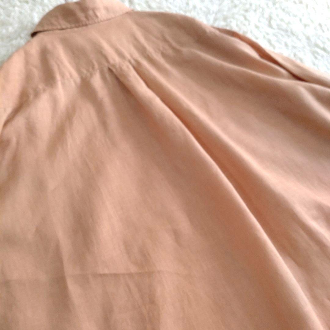 GALERIE VIE　大きいサイズレギュラーカラータックフレアリネンブラウス