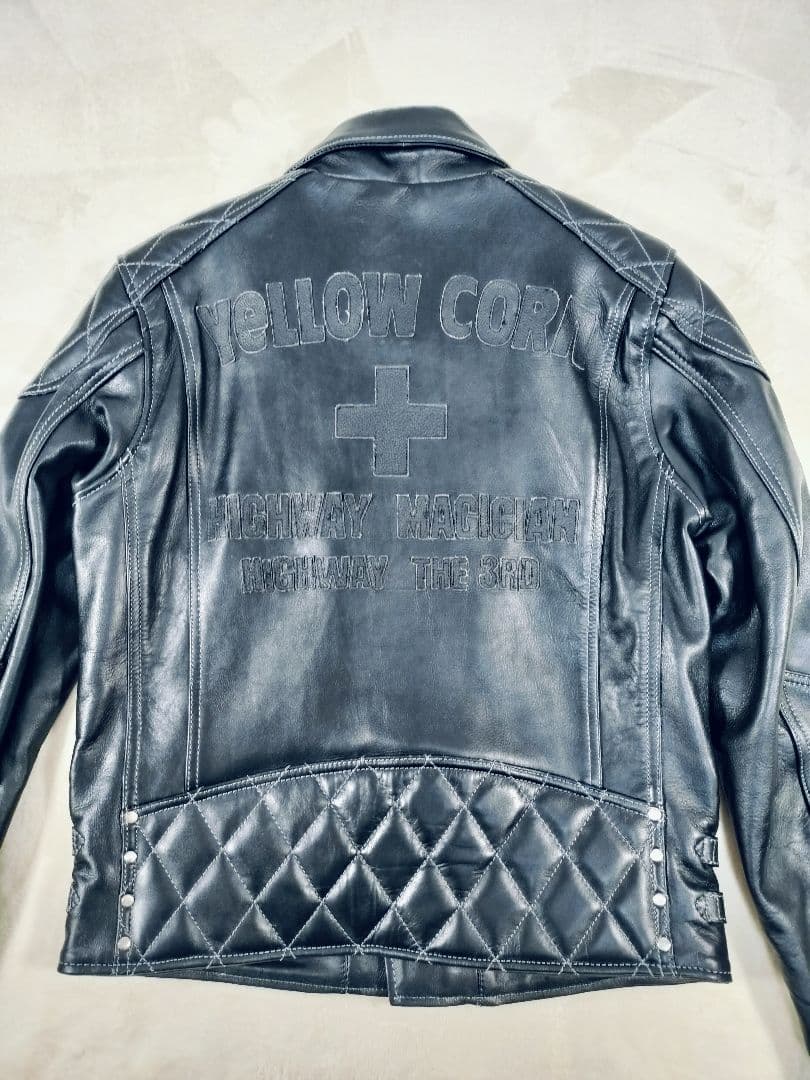 【良品】YELLOW CORN カウレザー ダブルライダース 黒 Lサイズ