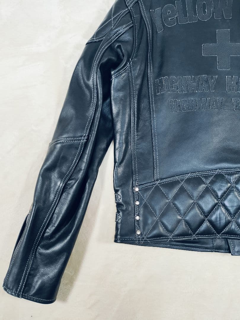 【良品】YELLOW CORN カウレザー ダブルライダース 黒 Lサイズ