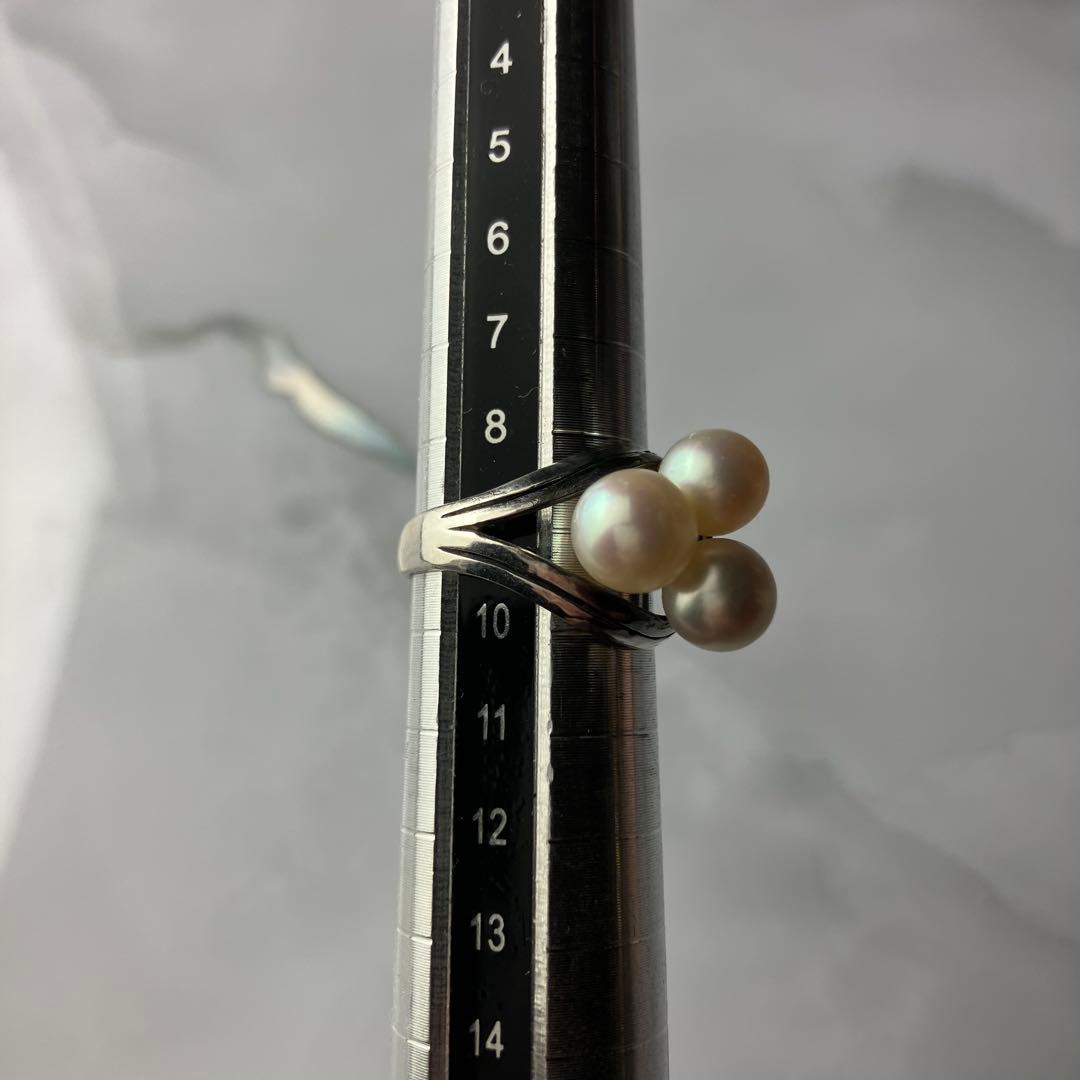 ミキモト あこや真珠 パール ３粒 リング 10号 シルバー