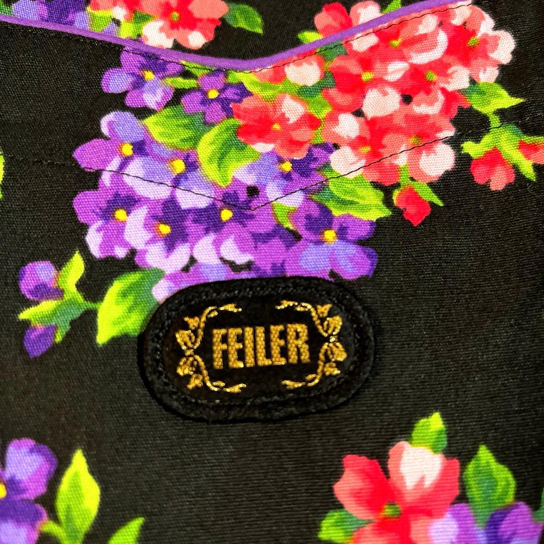 ーFEILERー　フェイラー 黒　ビオラ柄エプロン　未使用品