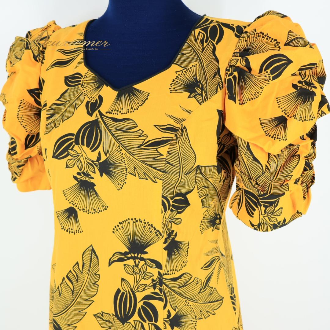 【美品 フラダンス衣装】イエロー T&L MUUMUU FACTORY ドレス