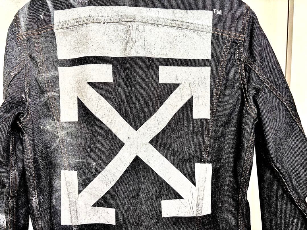 【正規品】OFF-WHITE バックロゴデニムジャケット 黒