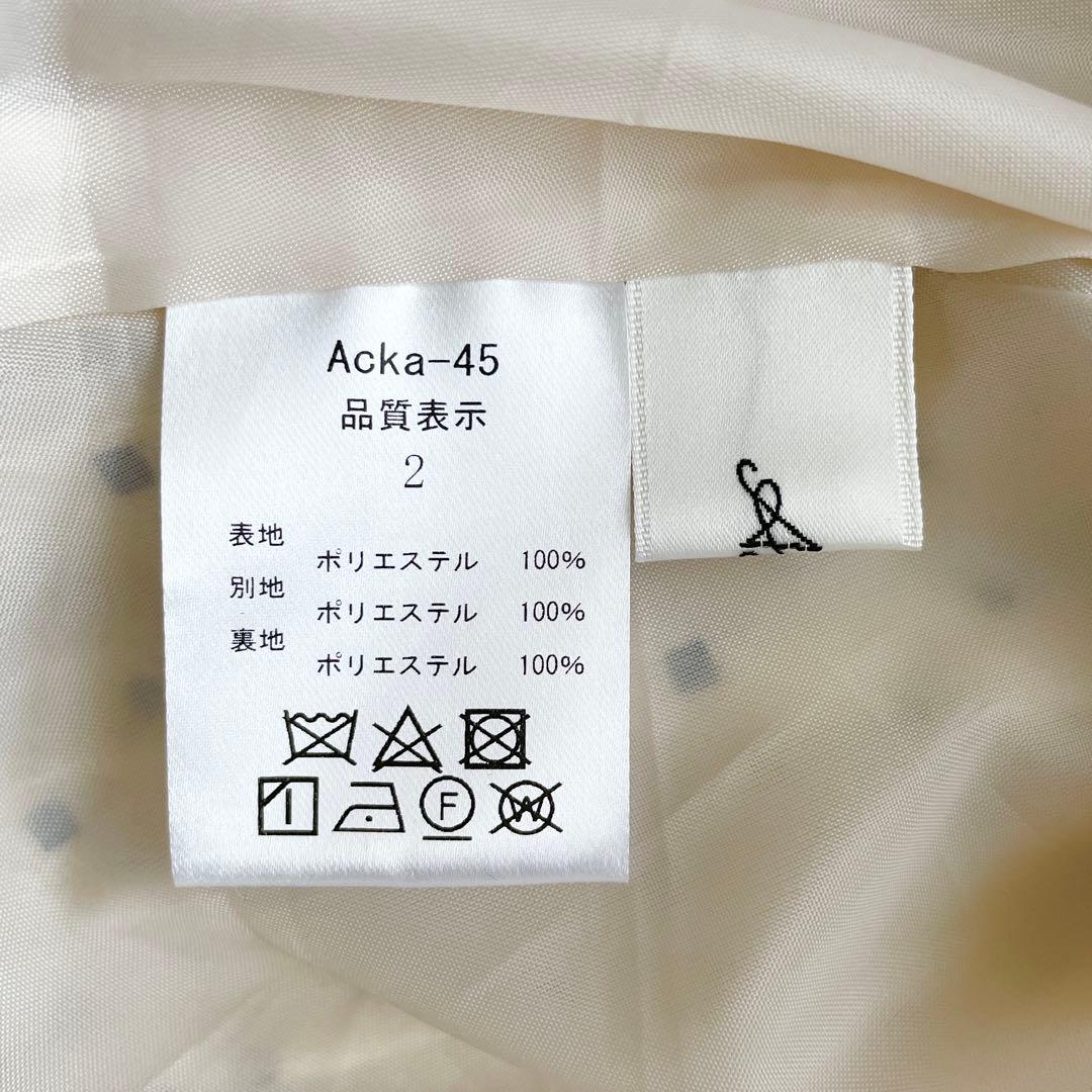 美品 Acka. ドットプリーツワンピース シアー ロング サイズ2 M リボン