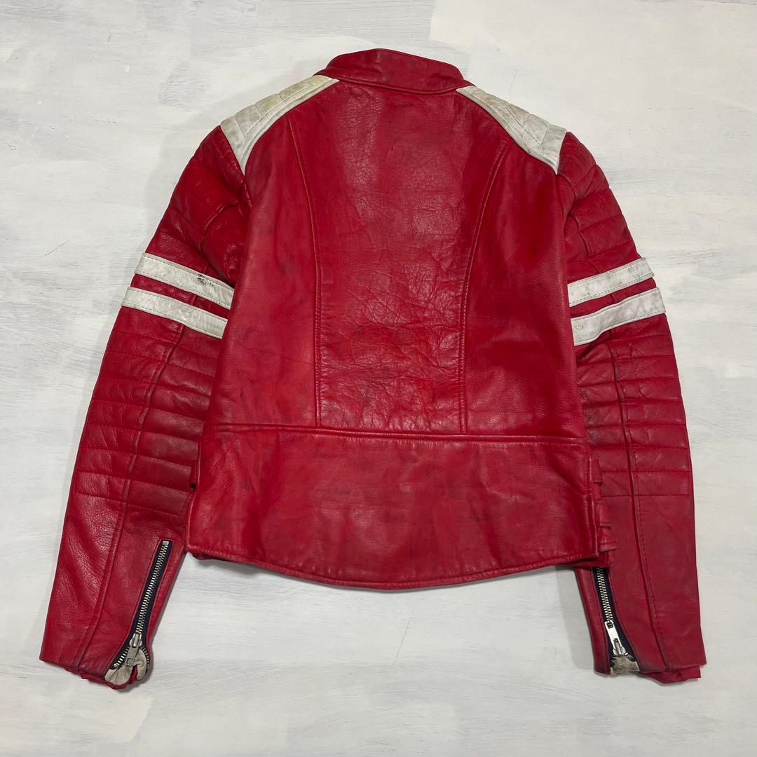 ビンテージ　ECHTES LEDER ダブルライダース　レッド　赤