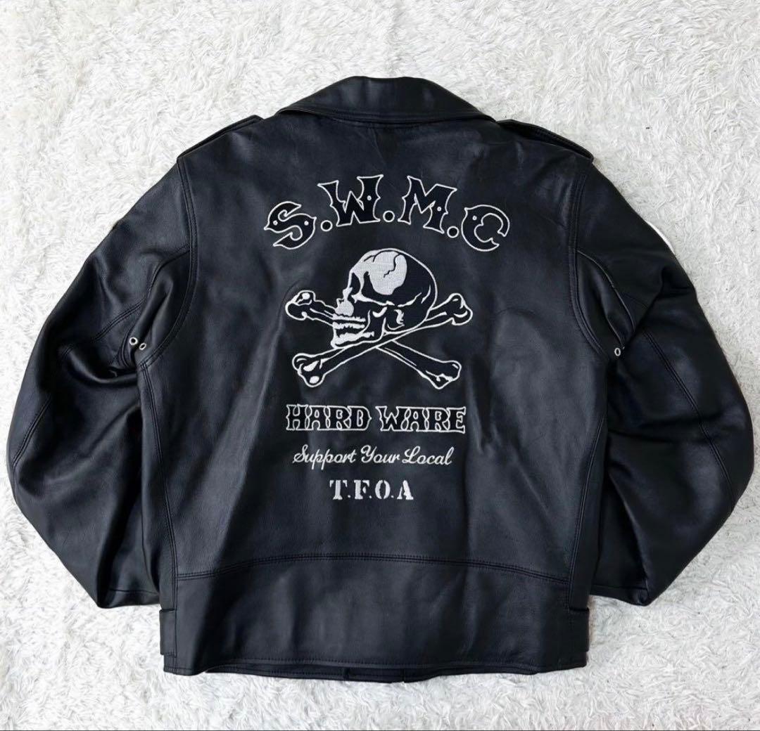 SKULL WORKS ブラック ダブルライダースジャケット grunge