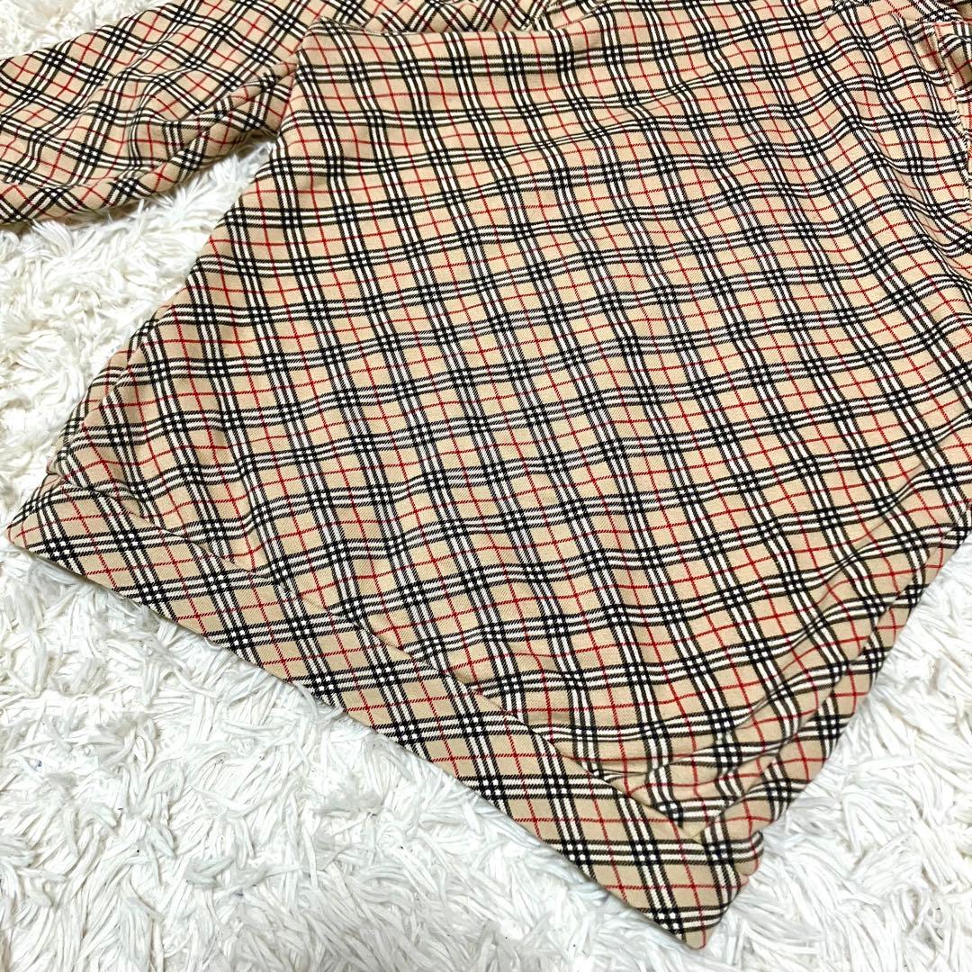 バーバリーブルーレーベル ノバチェック パーカー ロゴ刺繍 ベージュ