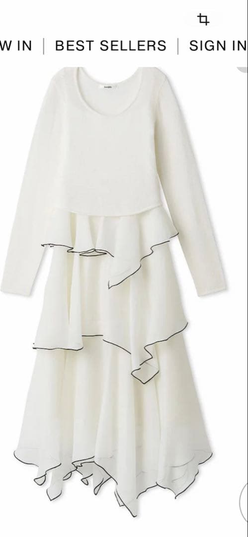 SNIDEL シアーイレヘムニットコンビワンピース white1
