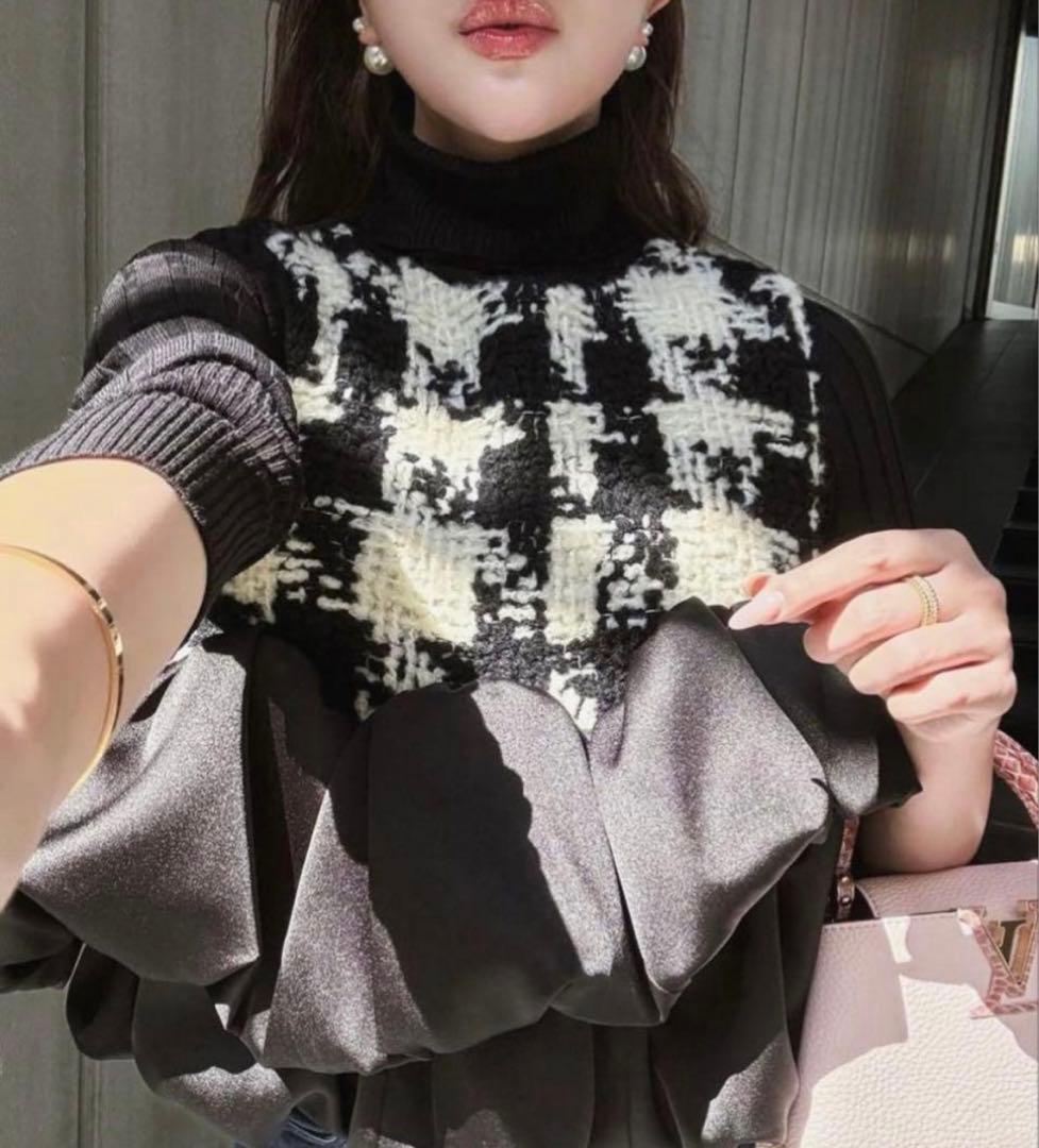 トップス sheller gingham tweed bloom tops