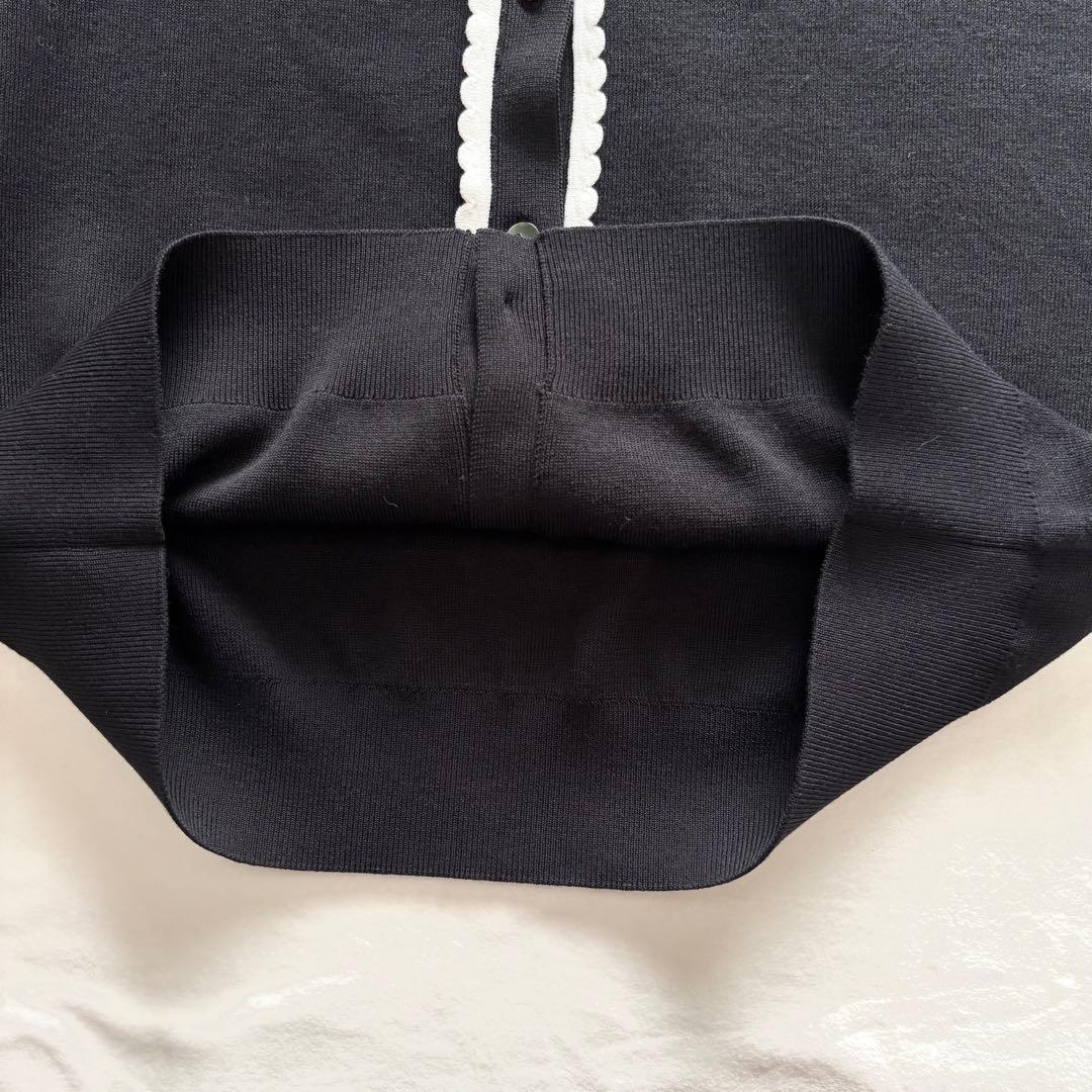 極美品☆ユナイテッドアローズ スカラップレース ニットベスト バイカラー 黒　白