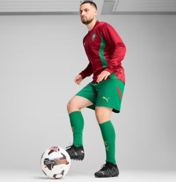 新品 PUMA サッカー モロッコ代表 プレマッチ スウェットトップ S