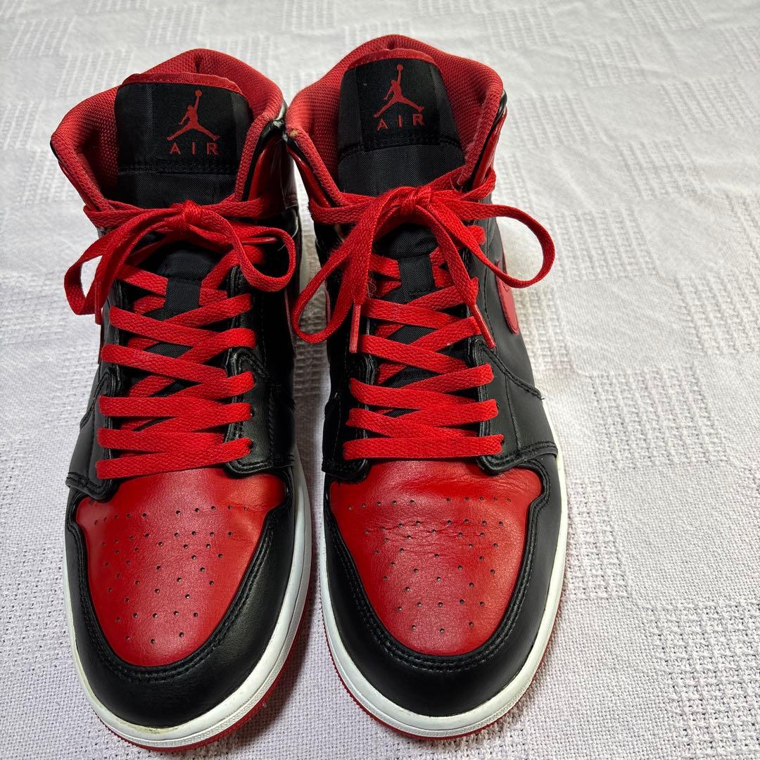 大きいサイズナイキAIR JORDAN 1 MID30cm US12手洗済黒赤